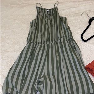 Green striped romper